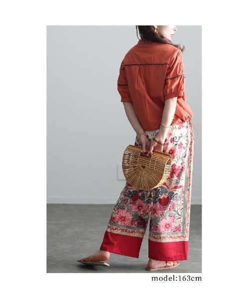 Sawa a la mode(サワアラモード)の「配色パイピングブラウス(シャツ/ブラウス・レディース・グリーン/オレンジ・FREE)」の15枚目の写真