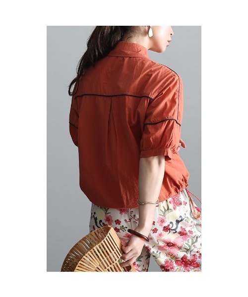 Sawa a la mode(サワアラモード)の「配色パイピングブラウス(シャツ/ブラウス・レディース・グリーン/オレンジ・FREE)」の19枚目の写真