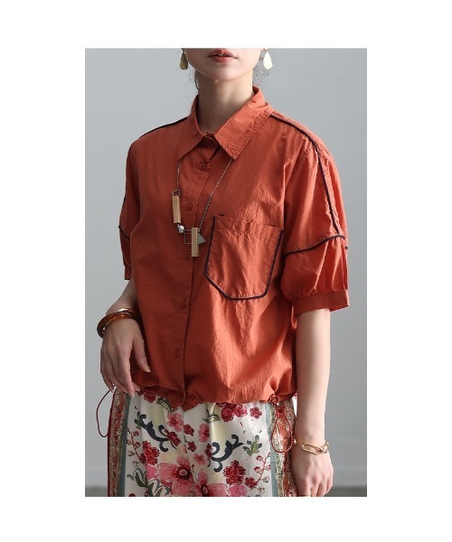 Sawa a la mode(サワアラモード)の「配色パイピングブラウス(シャツ/ブラウス・レディース・グリーン/オレンジ・FREE)」の20枚目の写真