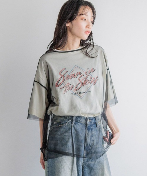 LOWRYS FARM（ローリーズファーム）の「レース／チュールアソートＴシャツ　 127291（Tシャツ/カットソー・レディース・ブラック/オフホワイト/ホワイト系その他/ブラック系その他・FREE）」の3枚目の写真