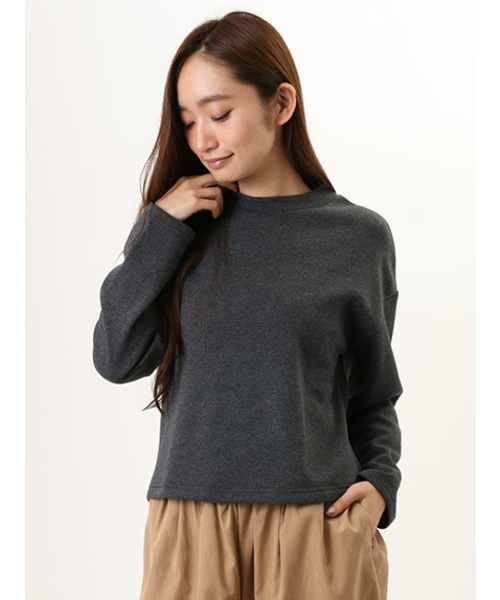 Green　Parks（グリーンパークス）の「・ｳﾗﾎﾞｱﾌﾟﾙｵｰﾊﾞｰ（Tシャツ/カットソー・レディース・ネイビー/ワインレッド/杢グレー/チャコールグレー・FREE）」の2枚目の写真