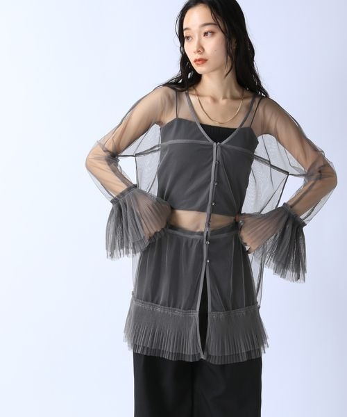 JEANASIS（ジーナシス）の「チュールプリーツ2WAYチュニック/135739（チュニック・レディース・グレー/ブラック/ライトグレー・FREE）」の3枚目の写真