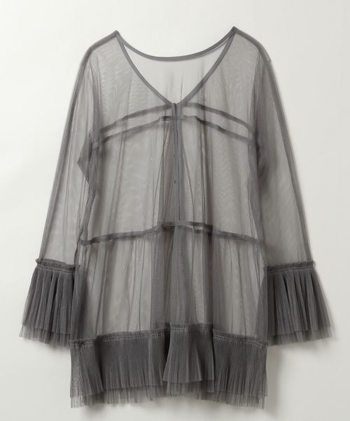 JEANASIS（ジーナシス）の「チュールプリーツ2WAYチュニック/135739（チュニック・レディース・グレー/ブラック/ライトグレー・FREE）」の4枚目の写真