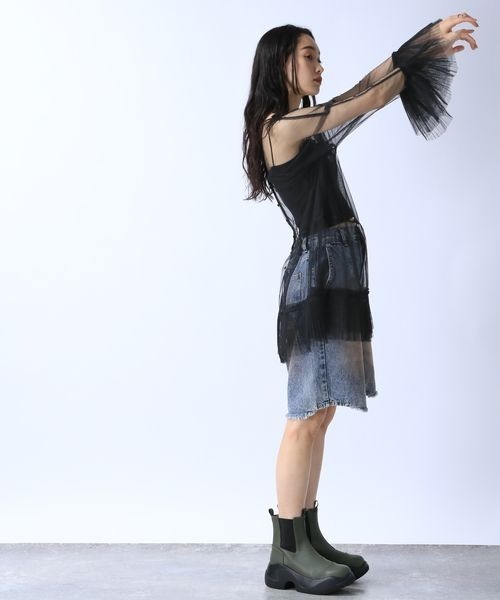 JEANASIS（ジーナシス）の「チュールプリーツ2WAYチュニック/135739（チュニック・レディース・グレー/ブラック/ライトグレー・FREE）」の5枚目の写真