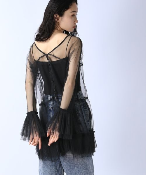 JEANASIS（ジーナシス）の「チュールプリーツ2WAYチュニック/135739（チュニック・レディース・グレー/ブラック/ライトグレー・FREE）」の6枚目の写真