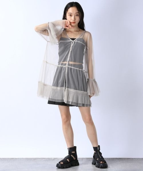 JEANASIS（ジーナシス）の「チュールプリーツ2WAYチュニック/135739（チュニック・レディース・グレー/ブラック/ライトグレー・FREE）」の12枚目の写真