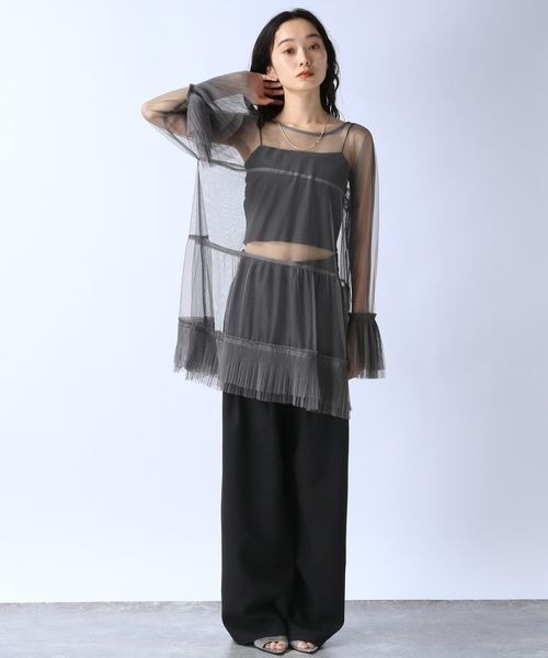 JEANASIS（ジーナシス）の「チュールプリーツ2WAYチュニック/135739（チュニック・レディース・グレー/ブラック/ライトグレー・FREE）」の8枚目の写真