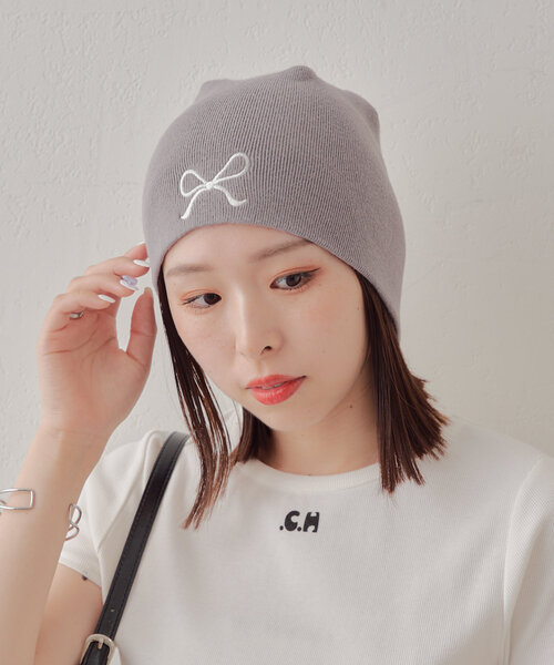 Chico（チコ）の「リボン刺繍ビーニー（ハット・レディース・アイボリー/ブラック/グレー・FREE）」の17枚目の写真
