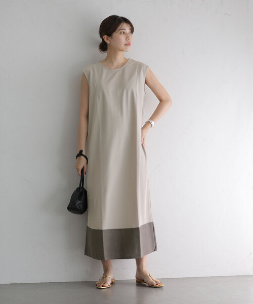 La TOTALITE（ラトータリテ）の「配色カットワンピース（ワンピース・レディース・ブルー/ベージュ/ブラック・FREE）」の7枚目の写真