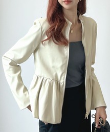 Futier land | ウエストフリルシングルライダース(ライダースジャケット)