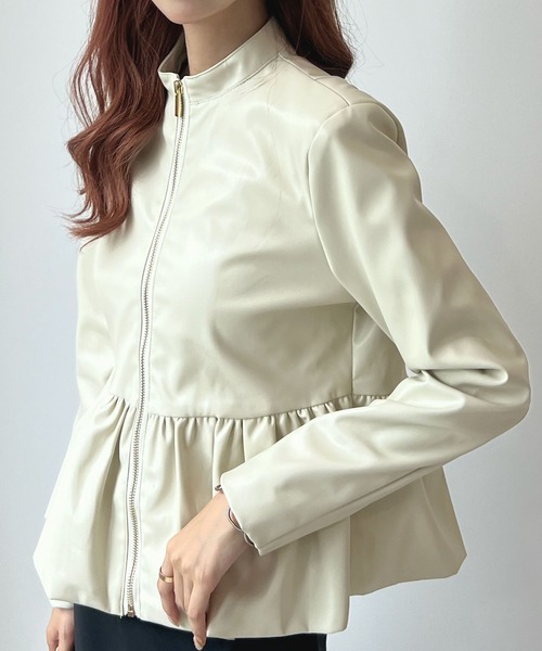 Futier land(フューティアランド)の「ウエストフリルシングルライダース(ライダースジャケット・レディース・ブラック/アイボリー・SMALL/MEDIUM/LARGE)」の19枚目の写真