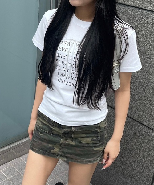 fiere（フィエール）の「リボンデザイン英字タイト半袖Tシャツ（Tシャツ/カットソー・レディース・ホワイト・X-SMALL）」の7枚目の写真