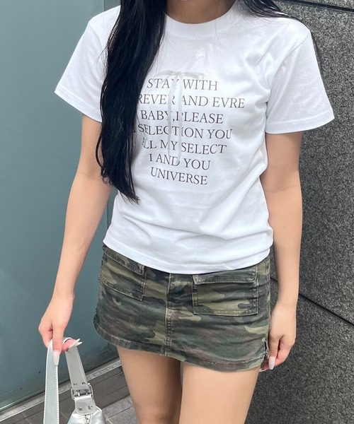 fiere（フィエール）の「リボンデザイン英字タイト半袖Tシャツ（Tシャツ/カットソー・レディース・ホワイト・X-SMALL）」の6枚目の写真