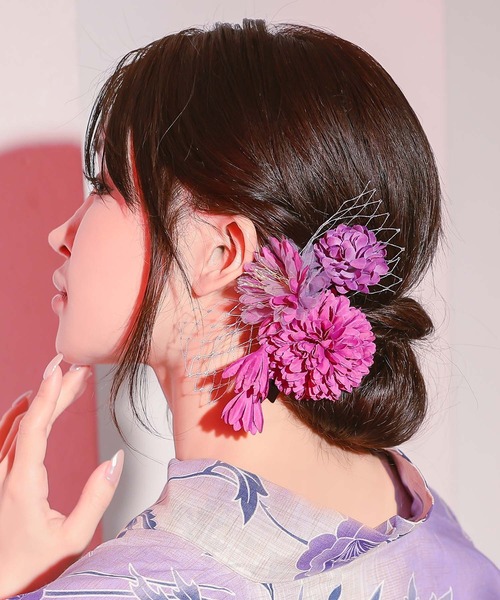 浴衣 ヘアアクセサリー 髪飾り 垂れフラワーコサージュ 浴衣