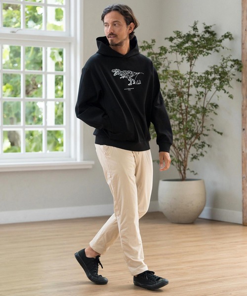 CALL&RESPONSE（コールアンドレスポンス）の「mpa3524-ティラノサウルス-プリントパーカー-ダンボールニット（パーカー・メンズ・ブラック/ホワイト・2/4/5）」の11枚目の写真