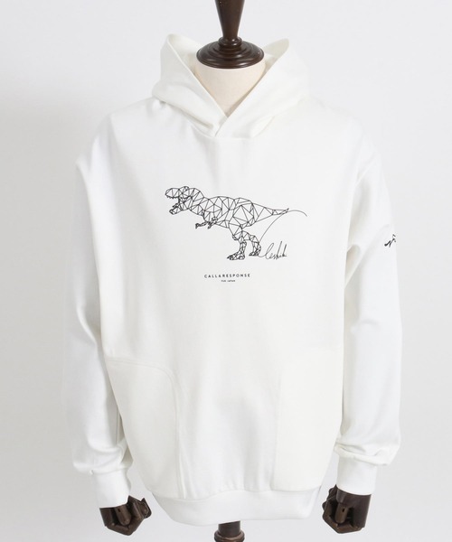 CALL&RESPONSE（コールアンドレスポンス）の「mpa3524-ティラノサウルス-プリントパーカー-ダンボールニット（パーカー・メンズ・ブラック/ホワイト・2/4/5）」の17枚目の写真