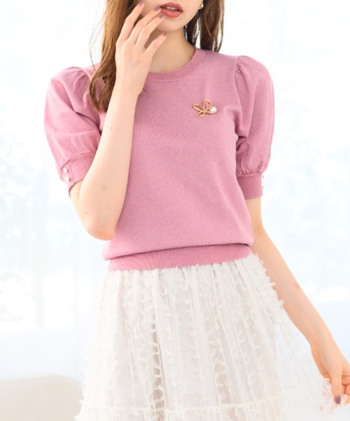 セール】ブローチ付きシャイニーニット/MM438304（ニット/セーター