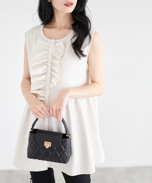 tocco closet（トッコ　クローゼット）の「【ZOZO限定】カットジョーゼットフロントフリルペプラムベスト（ベスト・レディース・ベージュ/ブラック/アイボリー・M）」の8枚目の写真