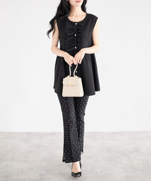 tocco closet（トッコ　クローゼット）の「【ZOZO限定】カットジョーゼットフロントフリルペプラムベスト（ベスト・レディース・ベージュ/ブラック/アイボリー・M）」の16枚目の写真