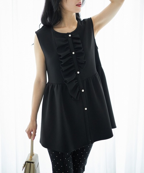 tocco closet（トッコ　クローゼット）の「【ZOZO限定】カットジョーゼットフロントフリルペプラムベスト（ベスト・レディース・ベージュ/ブラック/アイボリー・M）」の15枚目の写真