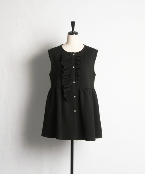 tocco closet（トッコ　クローゼット）の「【ZOZO限定】カットジョーゼットフロントフリルペプラムベスト（ベスト・レディース・ベージュ/ブラック/アイボリー・M）」の20枚目の写真