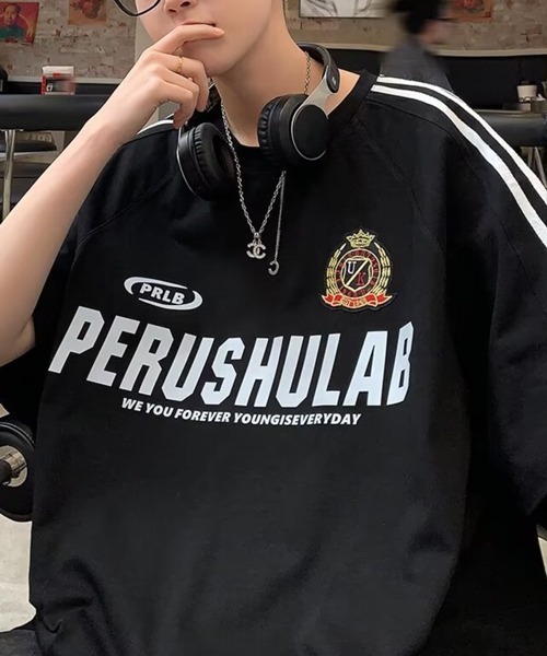 NOWLE(ノウル)の「【NOWLE】エンブレム ワッペン付き ライン柄 コットン ゲームシャツ(Tシャツ/カットソー・メンズ・ホワイト/ブラック/レッド・X-LARGE/LARGE/MEDIUM)」の10枚目の写真