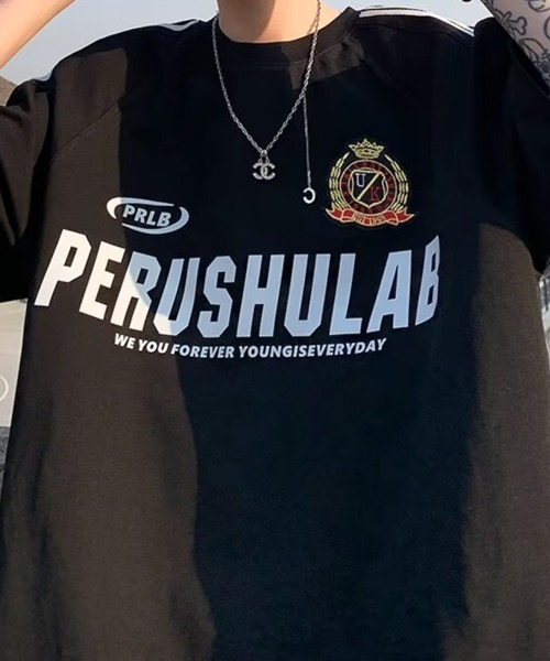 NOWLE(ノウル)の「【NOWLE】エンブレム ワッペン付き ライン柄 コットン ゲームシャツ(Tシャツ/カットソー・メンズ・ホワイト/ブラック/レッド・X-LARGE/LARGE/MEDIUM)」の11枚目の写真