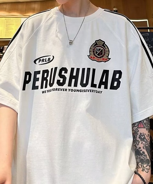 NOWLE(ノウル)の「【NOWLE】エンブレム ワッペン付き ライン柄 コットン ゲームシャツ(Tシャツ/カットソー・メンズ・ホワイト/ブラック/レッド・X-LARGE/LARGE/MEDIUM)」の12枚目の写真