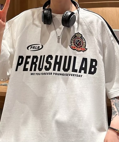 NOWLE(ノウル)の「【NOWLE】エンブレム ワッペン付き ライン柄 コットン ゲームシャツ(Tシャツ/カットソー・メンズ・ホワイト/ブラック/レッド・X-LARGE/LARGE/MEDIUM)」の16枚目の写真