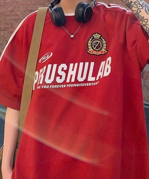 NOWLE(ノウル)の「【NOWLE】エンブレム ワッペン付き ライン柄 コットン ゲームシャツ(Tシャツ/カットソー・メンズ・ホワイト/ブラック/レッド・X-LARGE/LARGE/MEDIUM)」の21枚目の写真