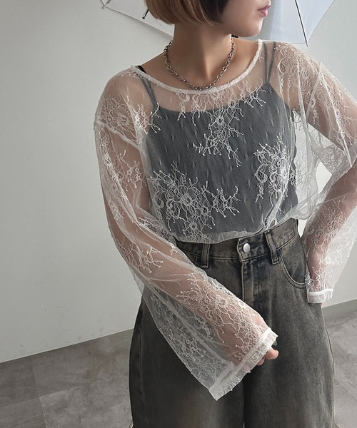 apres jour mignon（アプレジュールミニョン）の「レースBIGロンT【ZOZOTOWN限定アイテム】（Tシャツ/カットソー・レディース・オフホワイト/ボルドー/ブラック・フリー/X-LARGE）」の5枚目の写真