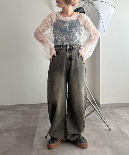 apres jour mignon（アプレジュールミニョン）の「レースBIGロンT【ZOZOTOWN限定アイテム】（Tシャツ/カットソー・レディース・オフホワイト/ボルドー/ブラック・フリー/X-LARGE）」の6枚目の写真