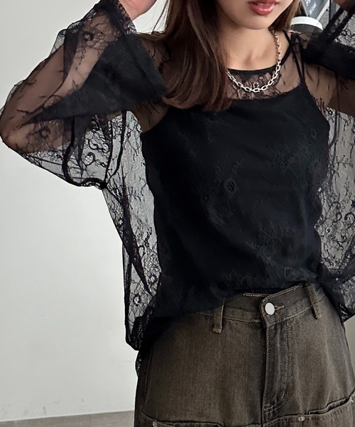 apres jour mignon（アプレジュールミニョン）の「レースBIGロンT【ZOZOTOWN限定アイテム】（Tシャツ/カットソー・レディース・オフホワイト/ボルドー/ブラック・フリー/X-LARGE）」の10枚目の写真