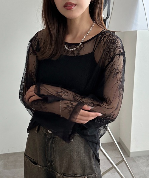 apres jour mignon（アプレジュールミニョン）の「レースBIGロンT【ZOZOTOWN限定アイテム】（Tシャツ/カットソー・レディース・オフホワイト/ボルドー/ブラック・フリー/X-LARGE）」の12枚目の写真