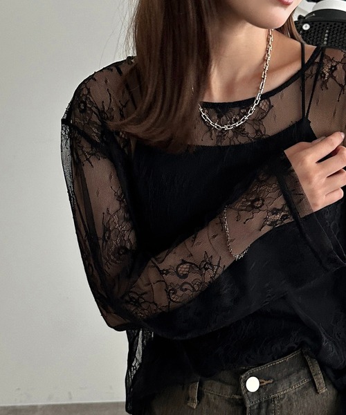 apres jour mignon（アプレジュールミニョン）の「レースBIGロンT【ZOZOTOWN限定アイテム】（Tシャツ/カットソー・レディース・オフホワイト/ボルドー/ブラック・フリー/X-LARGE）」の11枚目の写真