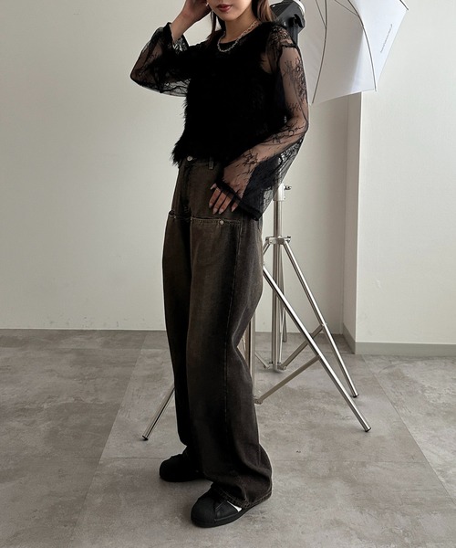 apres jour mignon（アプレジュールミニョン）の「レースBIGロンT【ZOZOTOWN限定アイテム】（Tシャツ/カットソー・レディース・オフホワイト/ボルドー/ブラック・フリー/X-LARGE）」の20枚目の写真