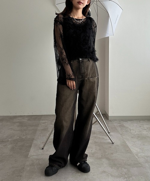apres jour mignon（アプレジュールミニョン）の「レースBIGロンT【ZOZOTOWN限定アイテム】（Tシャツ/カットソー・レディース・オフホワイト/ボルドー/ブラック・フリー/X-LARGE）」の19枚目の写真
