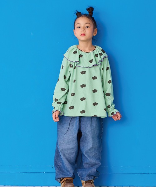 HOGAN RANCH WEAR（ホーガンランチウエア）の「パイルフリルカラーカットソー（Tシャツ/カットソー・キッズ・ミント/レッド/グリーン/ピンク/ライトブルー/オフホワイト・80/90/100/110/120/130/140/150）」の19枚目の写真