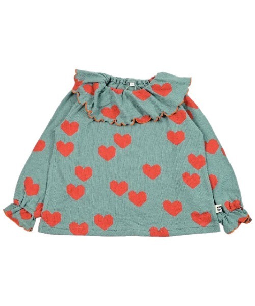 HOGAN RANCH WEAR（ホーガンランチウエア）の「パイルフリルカラーカットソー（Tシャツ/カットソー・キッズ・ミント/レッド/グリーン/ピンク/ライトブルー/オフホワイト・80/90/100/110/120/130/140/150）」の13枚目の写真