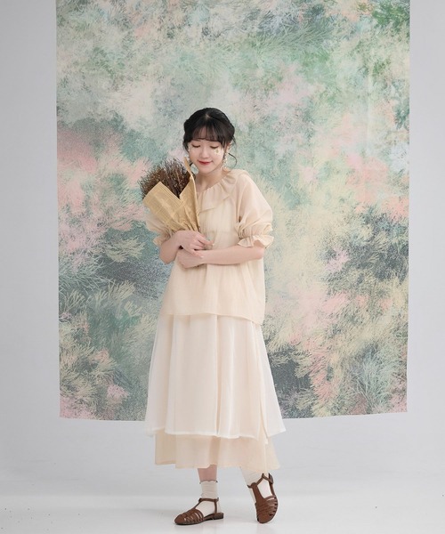 miolite(ミオライト)の「フリルカラー シアー ブラウス miolite(シャツ/ブラウス・レディース・ベージュ/グレー・M)」の15枚目の写真
