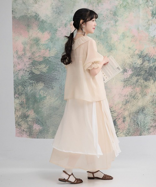 miolite(ミオライト)の「フリルカラー シアー ブラウス miolite(シャツ/ブラウス・レディース・ベージュ/グレー・M)」の17枚目の写真