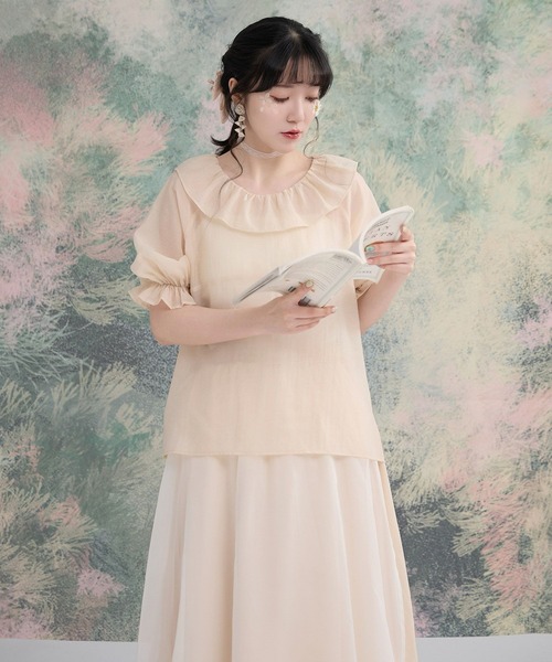 miolite(ミオライト)の「フリルカラー シアー ブラウス miolite(シャツ/ブラウス・レディース・ベージュ/グレー・M)」の19枚目の写真