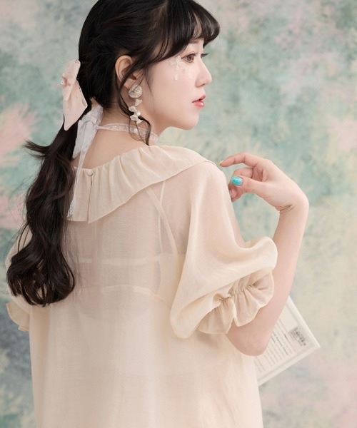 miolite(ミオライト)の「フリルカラー シアー ブラウス miolite(シャツ/ブラウス・レディース・ベージュ/グレー・M)」の20枚目の写真