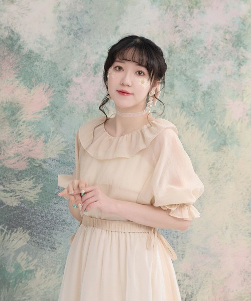 miolite(ミオライト)の「フリルカラー シアー ブラウス miolite(シャツ/ブラウス・レディース・ベージュ/グレー・M)」の22枚目の写真