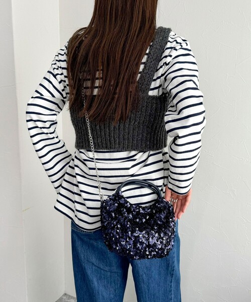 fredy emue（フレディエミュ）の「スパンコール丸手2WAYバッグ（ショルダーバッグ・レディース・ネイビー/ブラック・FREE）」の6枚目の写真