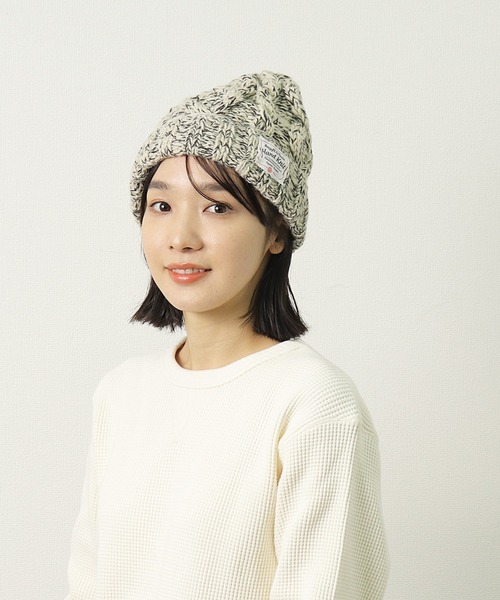 salle de bal（サルデバル）の「ウール＆コットン ミックス ニット ワッチキャップ（ニットキャップ/ビーニー・レディース・オフホワイト/グレー・FREE）」の4枚目の写真