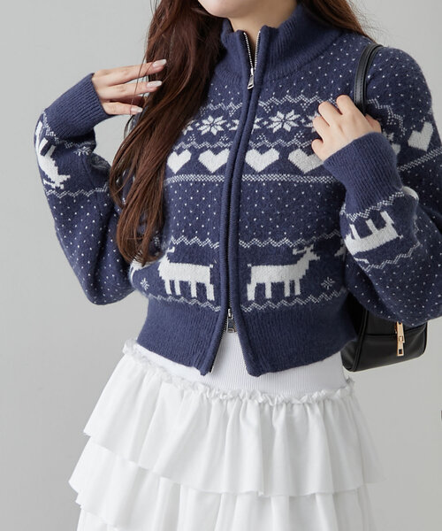 OLIVE des OLIVE(オリーブデオリーブ)の「オリーブのカウチン(カーディガン/ボレロ・レディース・オフホワイト/ネイビー/アイボリー/サックスブルー・FREE)」の4枚目の写真