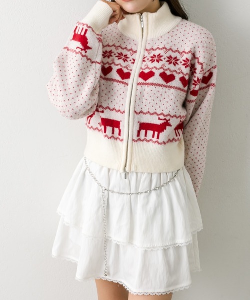 OLIVE des OLIVE(オリーブデオリーブ)の「オリーブのカウチン(カーディガン/ボレロ・レディース・オフホワイト/ネイビー/アイボリー/サックスブルー・FREE)」の2枚目の写真