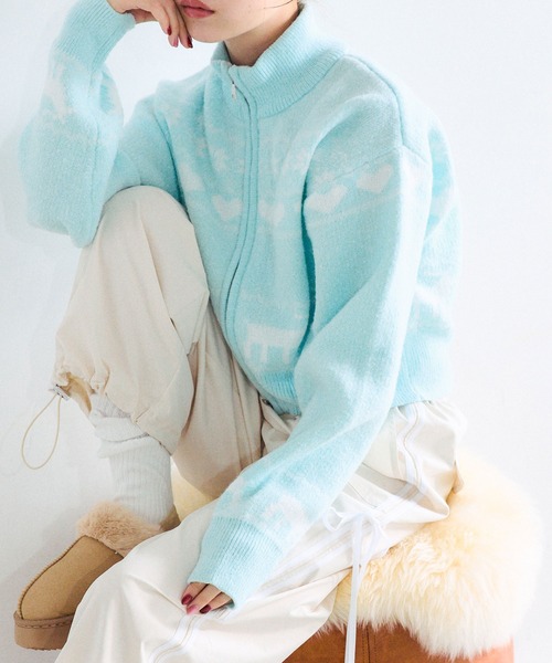 OLIVE des OLIVE(オリーブデオリーブ)の「オリーブのカウチン(カーディガン/ボレロ・レディース・オフホワイト/ネイビー/アイボリー/サックスブルー・FREE)」の1枚目の写真