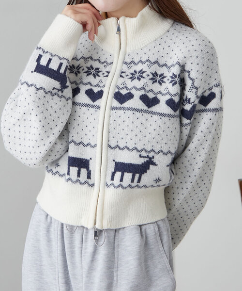 OLIVE des OLIVE(オリーブデオリーブ)の「オリーブのカウチン(カーディガン/ボレロ・レディース・オフホワイト/ネイビー/アイボリー/サックスブルー・FREE)」の3枚目の写真